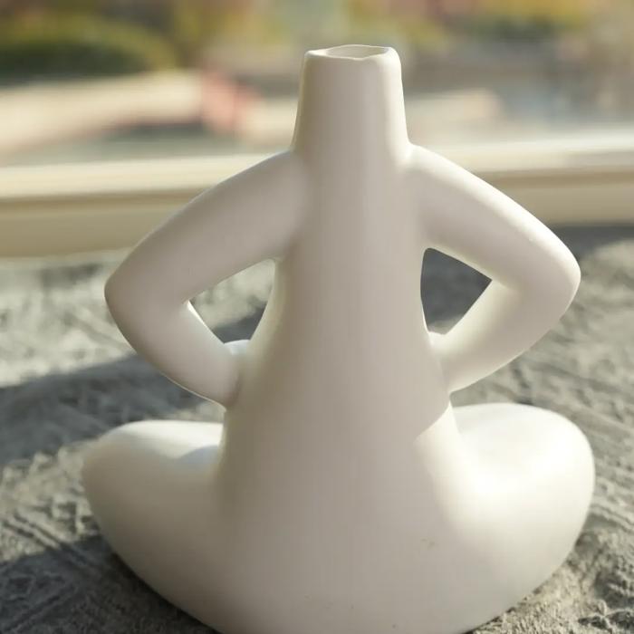 7.25"H Yoga Lady Ceramic Vase