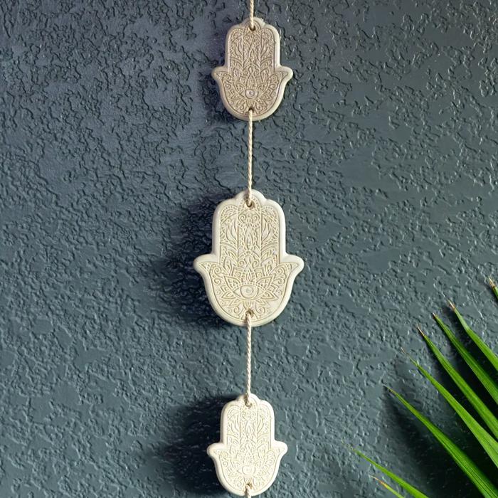 Ivory Hamsa Hand Tassel