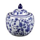  Blue & White Floral Ceramic Ginger Jar - Peony