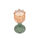  Iridescent Tulip Glass Candle on Pedestal - Peony
