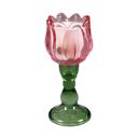  Pink Glass Tulip Candle Holder - Vanilla Cloud