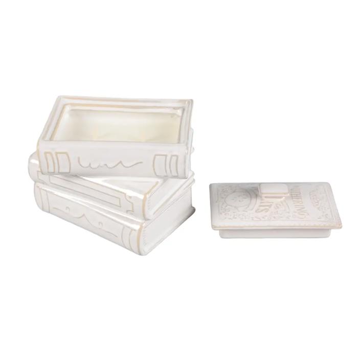 Ceramic Stacked Book Storage Box with Lid - Fresh Air
