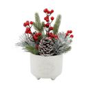  9" Xmas Mix in 5" Joy Wreath in Ceramic Planter 