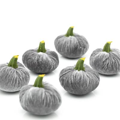 6 Gray Velvet Pumpkins