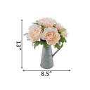 13" Peach Peonies in Tin Watering Can