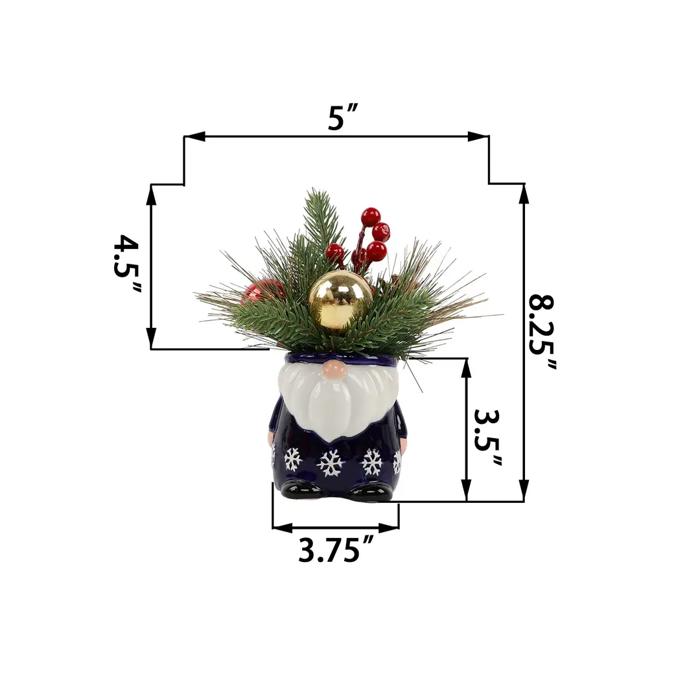 Navy Gnome Ceramic Pot