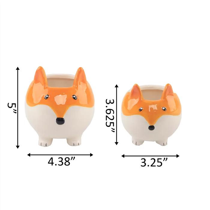 Set of 2 Fox Ceramic Planters