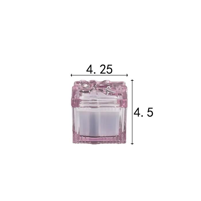 4.25"D Glass Candle w/lid (15 oz) - Frosted Peony 