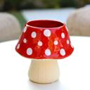   7"D Red Polka Dot Mushroom Ceramic Planter