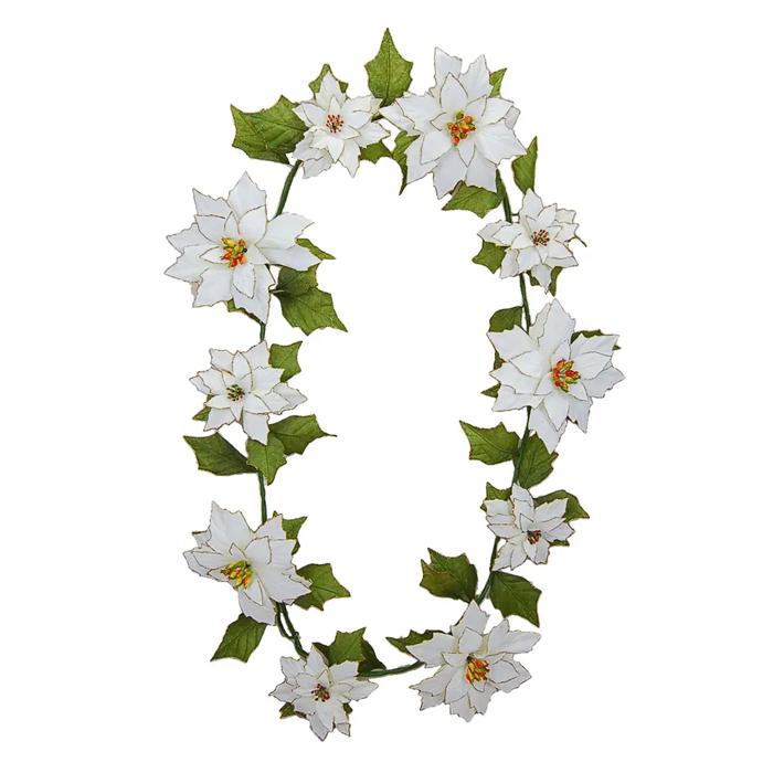 10 FT Artificial Faux Poinsettia Garland