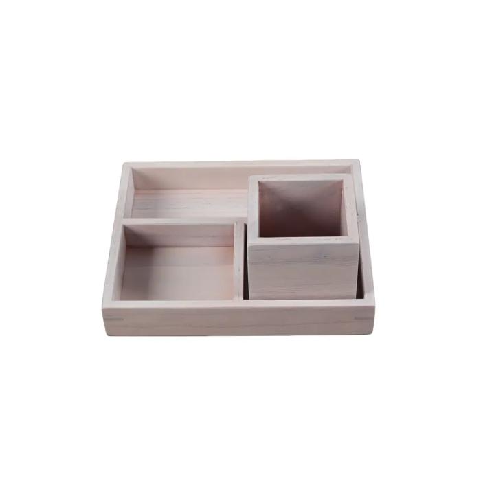 10"L Wood Organizer Tray with 4"D Pencil Holder