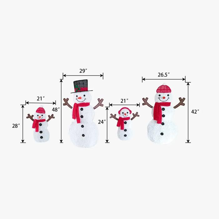 4-Piece 2D Lighted Snowman Family Set