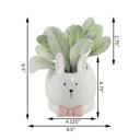  Bunny Face Ceramic Planter with Faux Sage