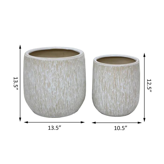  Set of 2 Tree Bark Planters