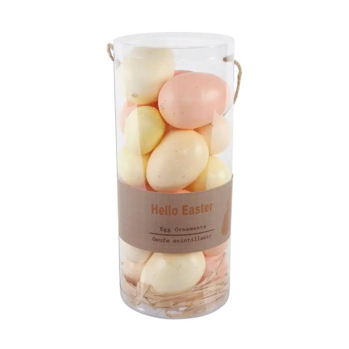 Hello Easter Egg Ornaments in Clear Cylinder