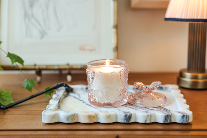 3.25" Glass Candle with Butterfly Lid - Peony 7 oz