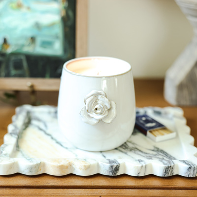 5" Ceramic Flower Candle - Magnolia Bloom 20 oz