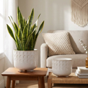  Set of 2 Textured Footed Ceramic Planters 