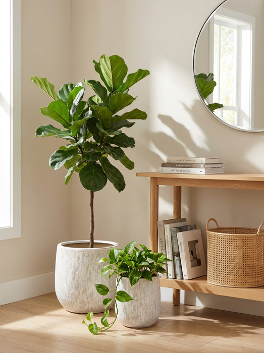  Set of 2 Tree Bark Planters