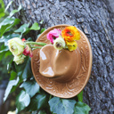 Brown 8" Ceramic Western Hat Hanging Vase