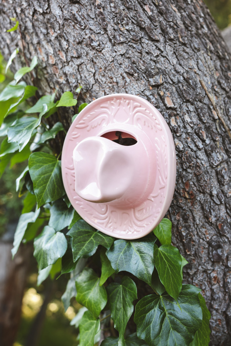8" Ceramic Western Hat Hanging Vase