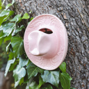 Pink 8" Ceramic Western Hat Hanging Vase