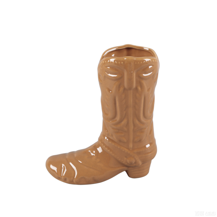 8.5" Pink Ceramic Cow Girl Boot Vase