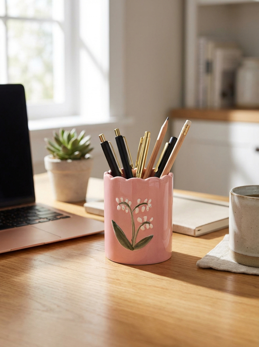 4" Ceramic Scallop Top Pen Holder