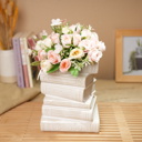  Ivory Ceramic Stacked Books Vase