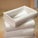  Ivory Ceramic Stacked Books Vase