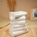  Ivory Ceramic Stacked Books Vase