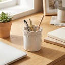  4" Ceramic Pen Holder with 3D Bow