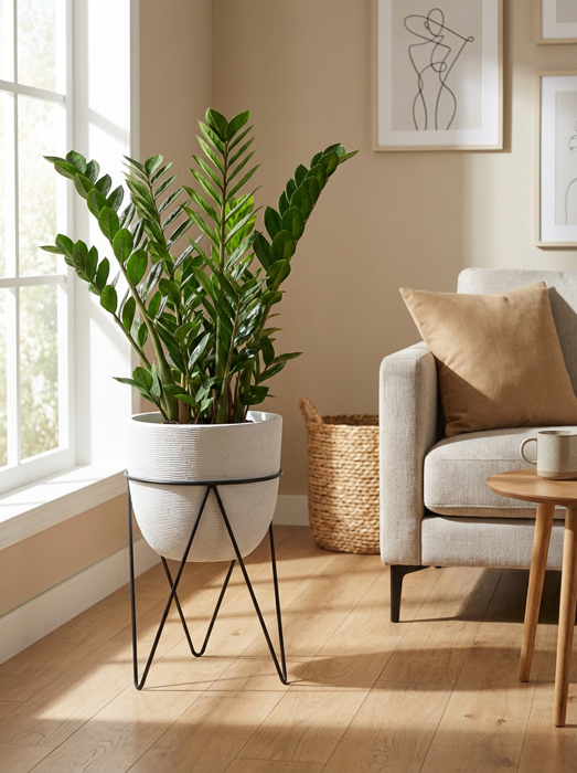 12.5" Tall Cement Pot on Stand 