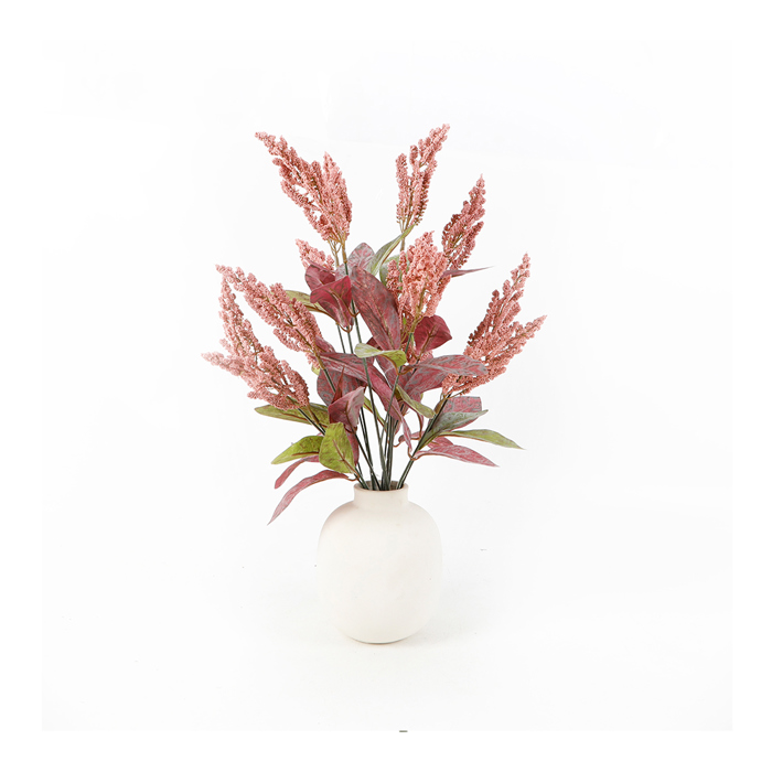 9" Pink and Purple Faux Foliage Arrangement in White Vase