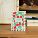  White Floral Ceramic Picture Frame – 4x6 Decorative Photo Frame