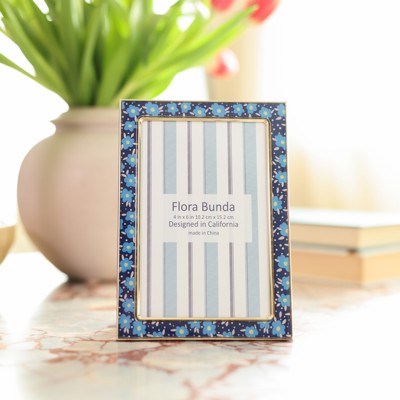 Blue Floral Enamel Picture Frame – 4x6