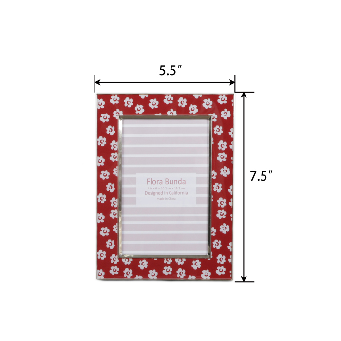 Red Floral Enamel Picture Frame – 4x6