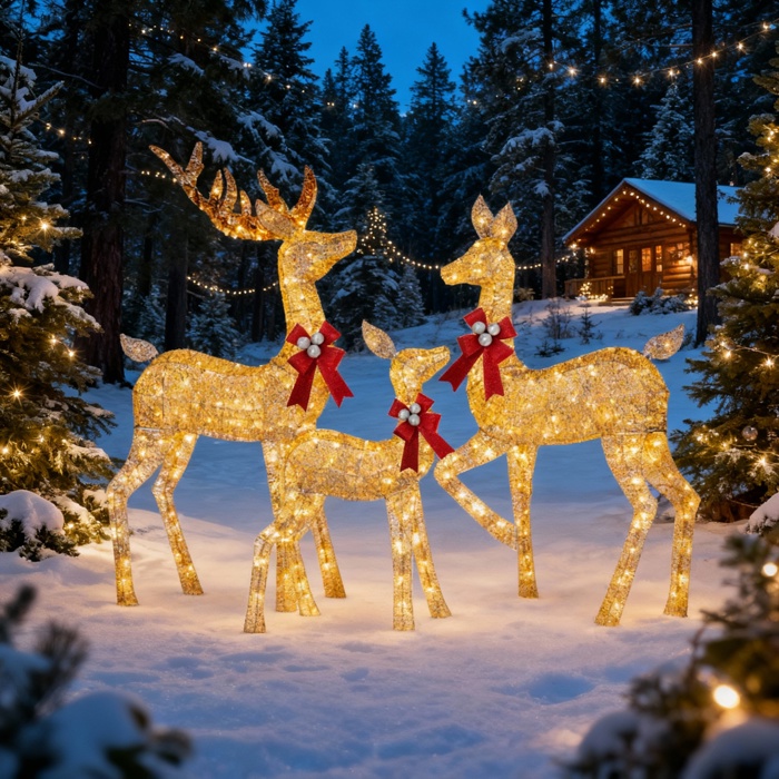 5FT 3-Piece Deer Family Set, 360 LED Lights