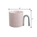  Pink Ribbed Ceramic Mug with Arched Handle – 18oz