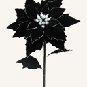 Black Silver 12" Artificial Faux Poinsettia with Stem