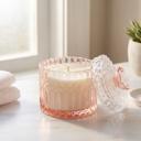  Pink Cut Glass Candle with Lid - Peony Garden