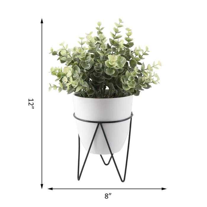 12" Eucalyptus in Planter with Metal Stand