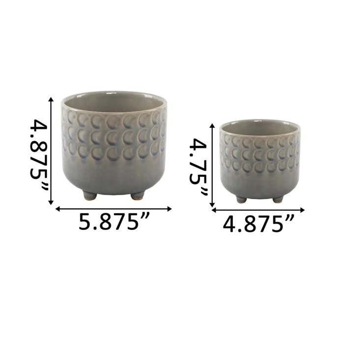  Set of 2 Small Moon Phase Footed Planters