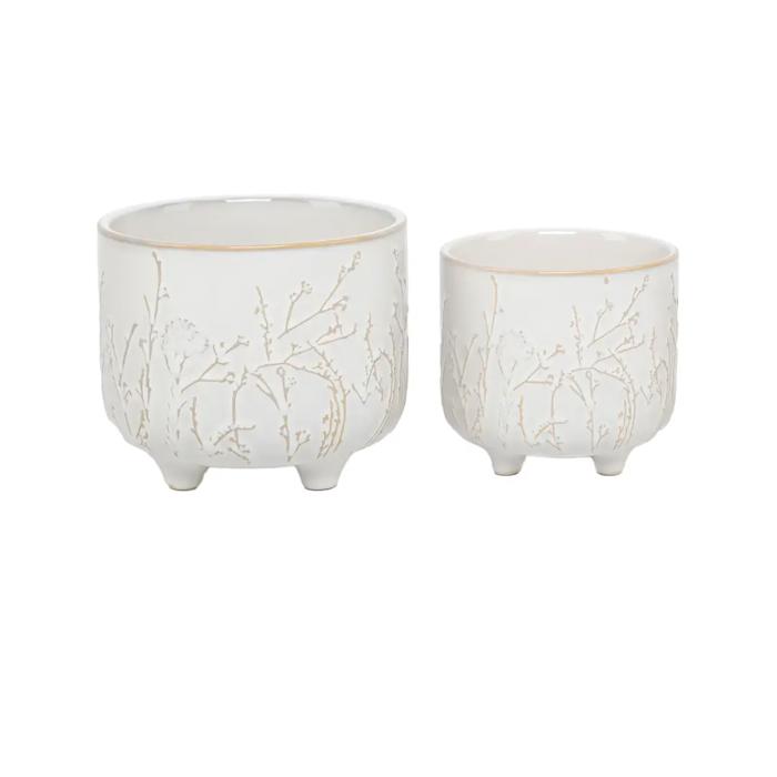 Set of 2, 6" & 4.75" Dandelion Footed Ceramic Pots 