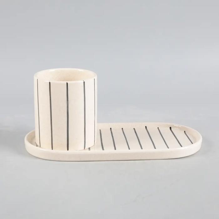 10" Ceramic Tray with Pencil Holder