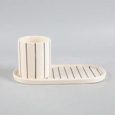 10" Ceramic Tray with Pencil Holder