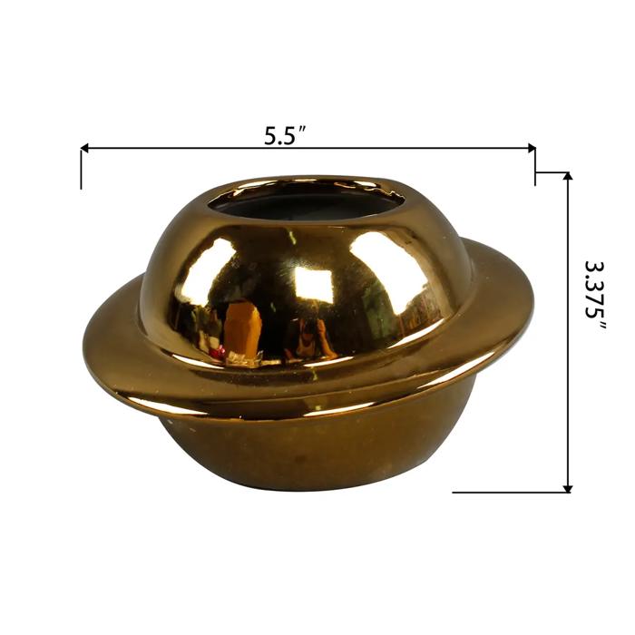 7"D Gold Planet Ceramic Planter