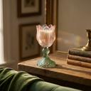  Iridescent Tulip Glass Candle on Pedestal - Peony