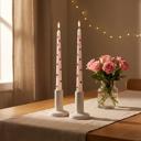  Valentine Taper Candles with Raised Red Hearts - Set of 2