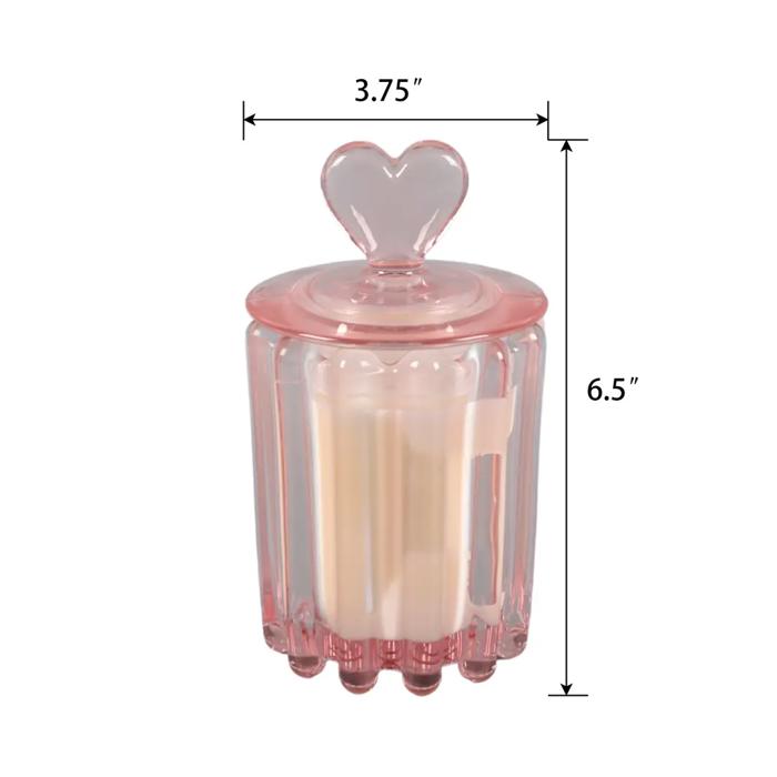 Pink Heart-Lid Glass Candle Jar - Sparkling Champagne